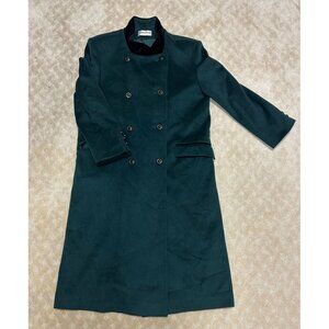 Vintage Jonathan Michael Coat Women L/XL Green Wool Velvet Collar Long USA Made